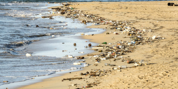 海岸邊的塑膠垃圾