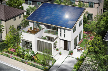 因應ZEH趨勢，配備大容量太陽能板的松下房屋「BlueEnergy」。圖片來源：松下新聞稿