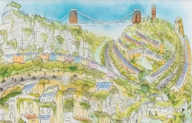 英國藝術家Andy Council為COP27完成一幅綠色未來的畫作。 圖片來源：BBC